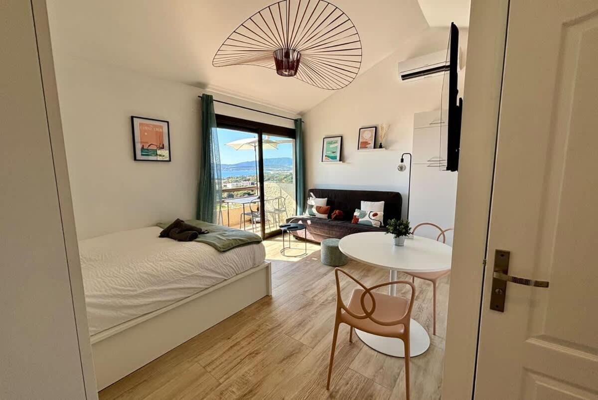 Studio Vue Mer A Porticcio Piscine Et Parking Exterior foto